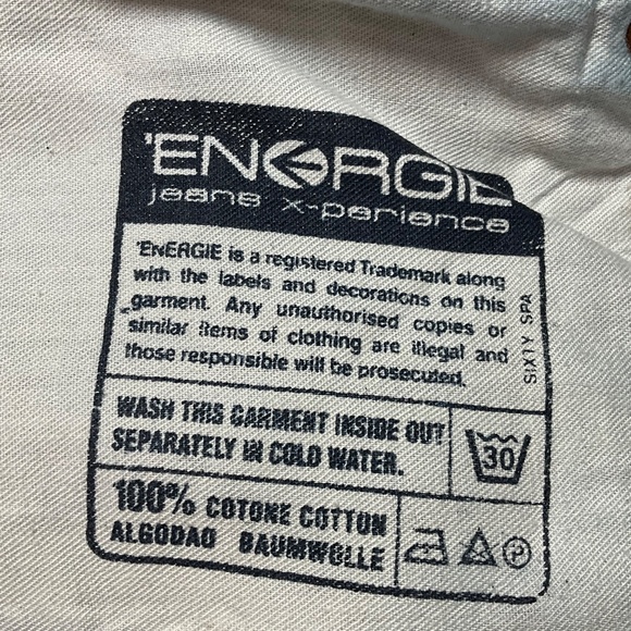ENERGIE Regent 100% Cotton Y2K Straight Leg Jeans Button Fly Like New Unisex 36 - Picture 9 of 12